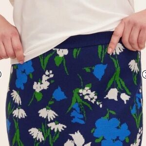 Floral Knit Kids Skirt in Blue and Green